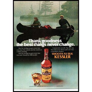 1978 Kessler American Whiskey Vintage Print Ad Nature Canoe Paddles Wall Art
